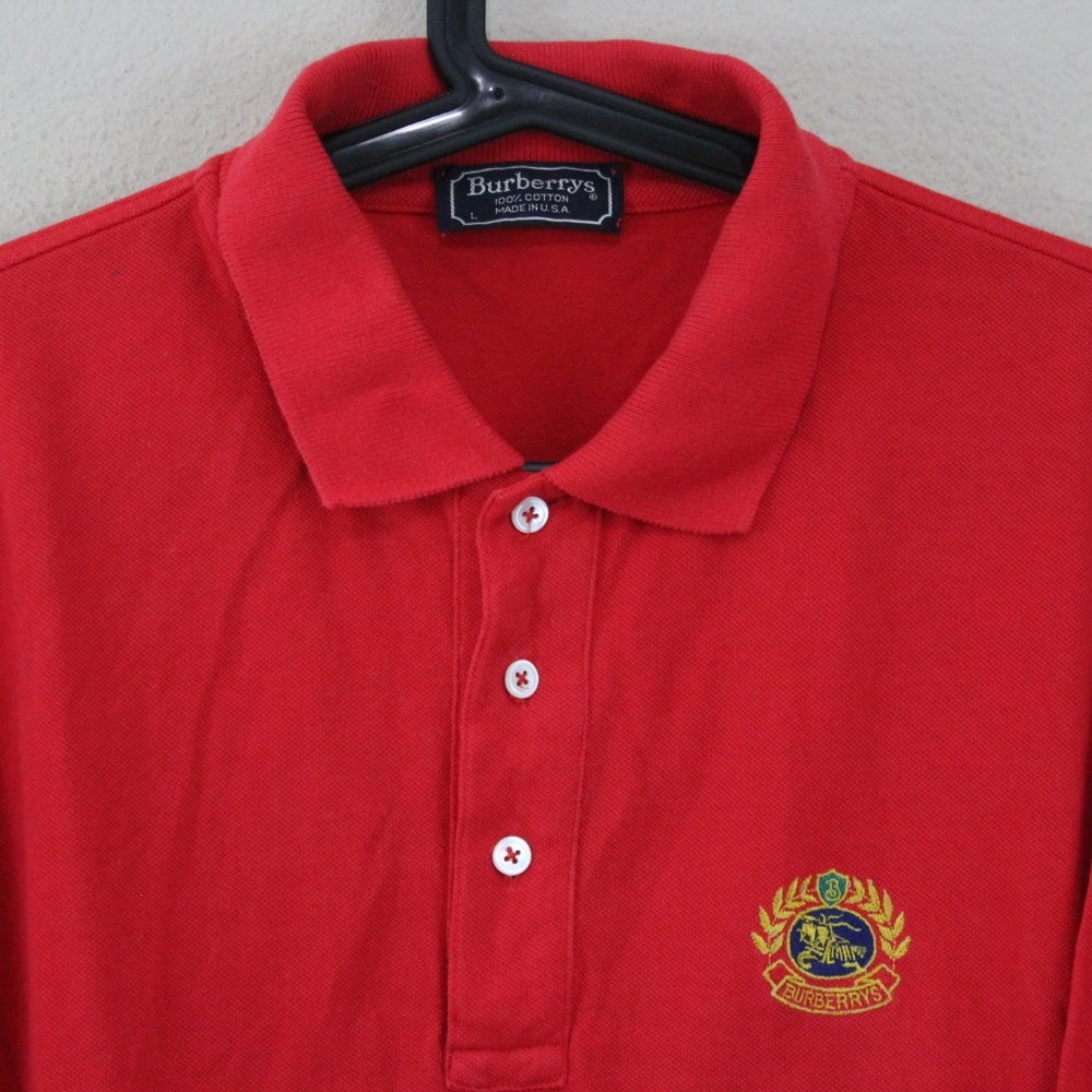 VTG Burberry Burberrys USA Red Polo Shirt F343 - Picture 2 of 7